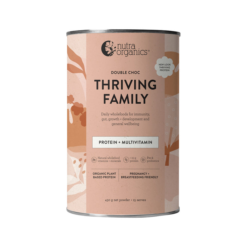 Nutra Organics- Organic Thriving Family Protein (Protein + Multivitamin) Double Choc 450g