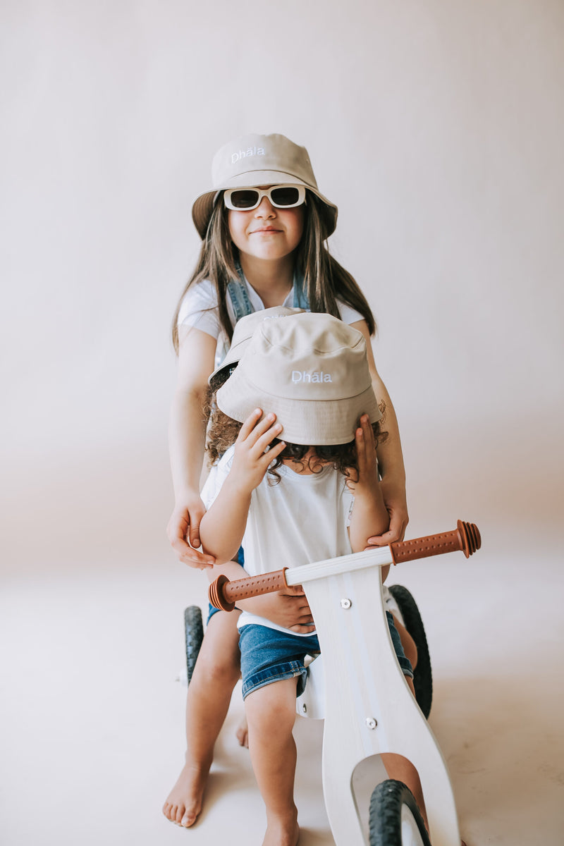 DHALA EMF Protection Bucket Hat- Kids Beige