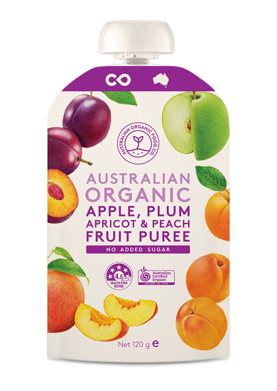 AOFC Puree Apple, Plum & Peach 120g
