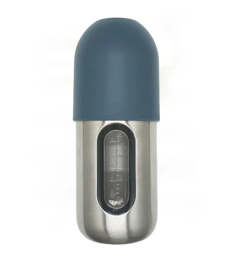 Lion & Lady 18/8 Stainless Steel Baby Bottle with Tritan measuring window French Navy 350ml