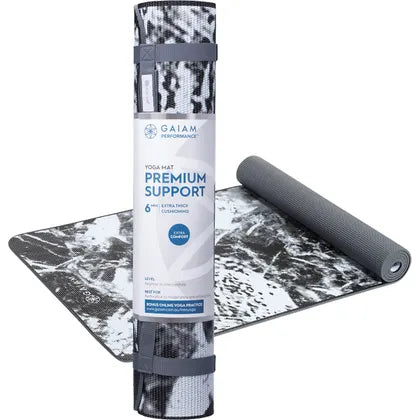 GAIAM Yoga Mat Premium Support 6mm Dark Marble 61cm x 173cm