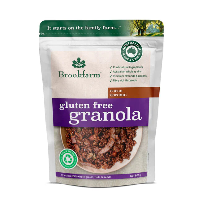 Brookfarm Gluten Free Cacao & Coconut Granola 800g BEST BEFORE; 23/07/23