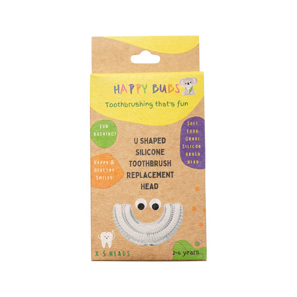 Happy Bubs Toothbrush Silicon U Shaped Replacement Heads x 3 pack
