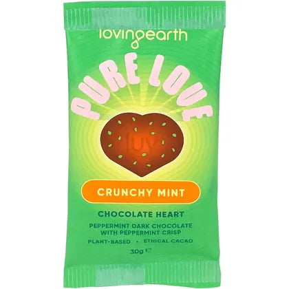 LOVING EARTH Crunchy Mint Dark Chocolate Heart Peppermint Crisp 30g