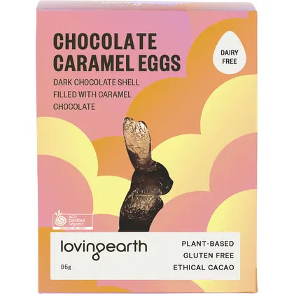 LOVING EARTH Chocolate Caramel Eggs Dark Chocolate 95g
