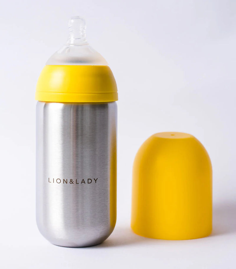 Lion & Lady 18/8 Stainless Steel Baby Bottle Buttercup Yellow 350ml