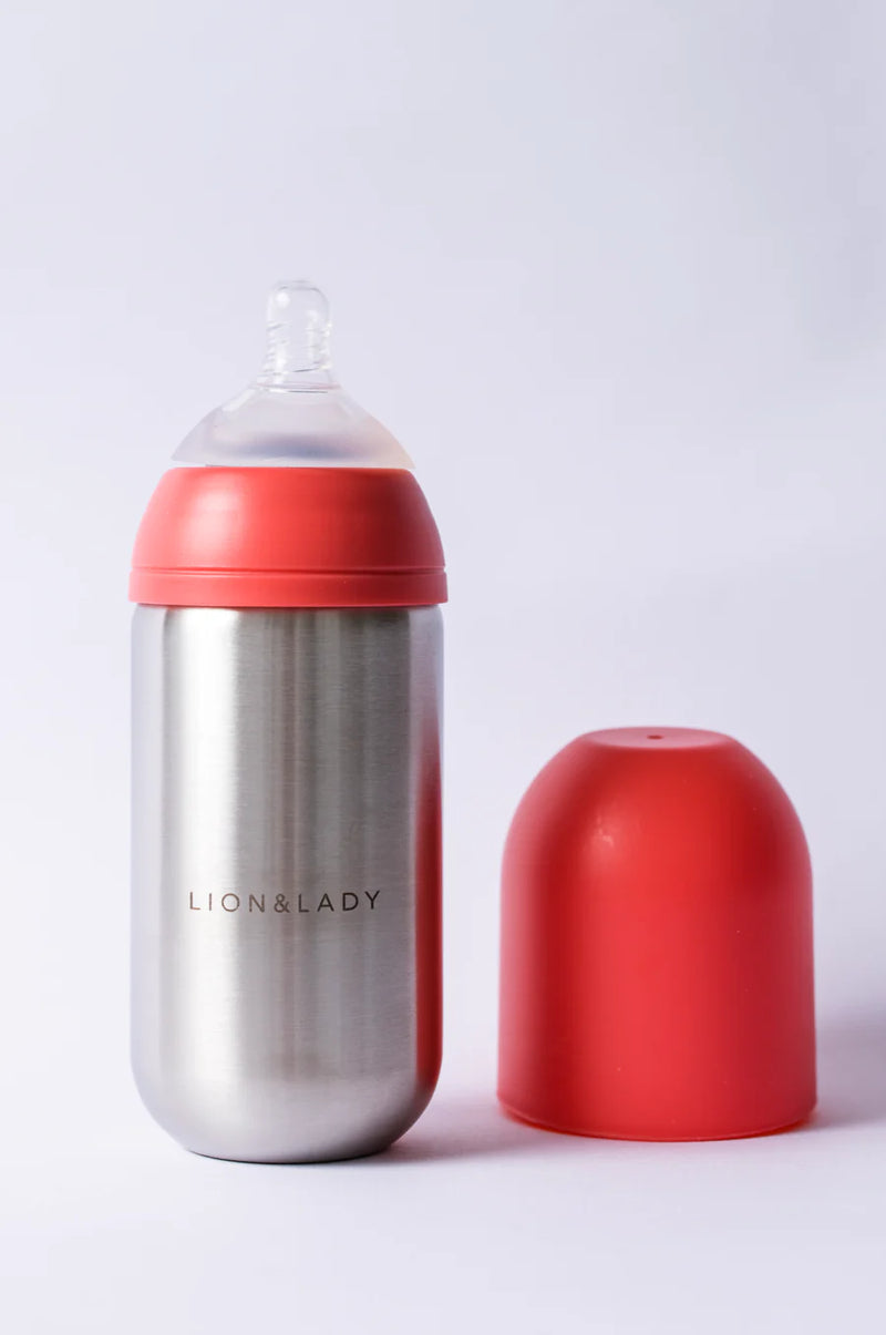 Lion & Lady 18/8 Stainless Steel Baby Bottle Fuchsia Pink 350ml