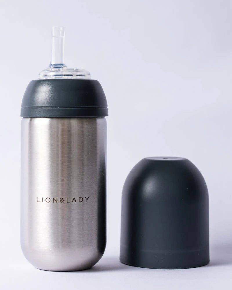 Lion & Lady Toddler Straw Cup 18/8 Stainless Steel French Navy  - 350ml