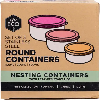 EVER ECO S/Steel Round Containers - Set of 3