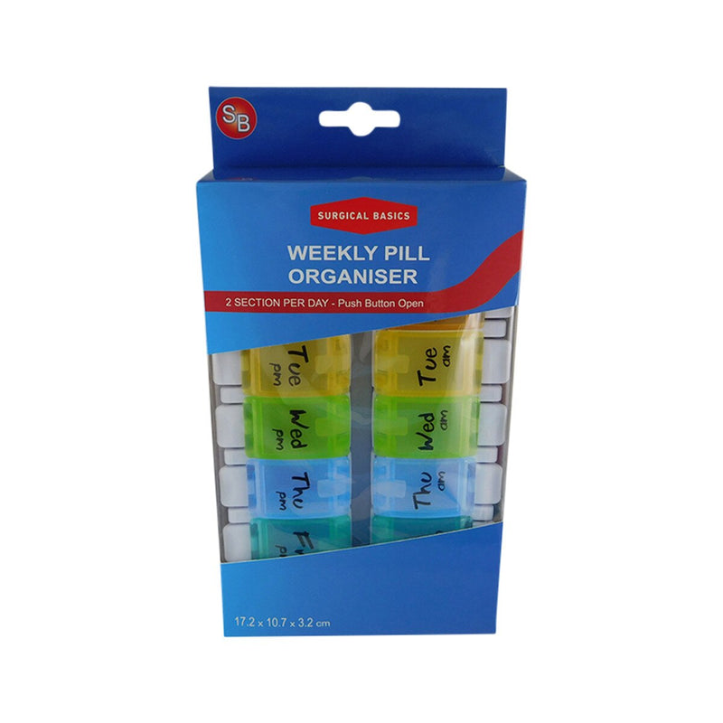 Surgical Basics Pill Box Weekly Pill Planner Medium (17.2x10.7x3.2cm)
