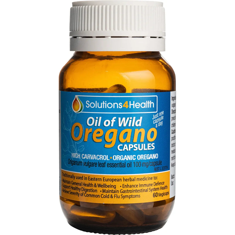 Solutions 4 Health Organic Oil of Wild Oregano Capsules 60vc