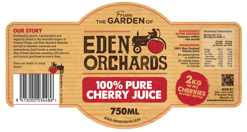 EDEN ORCHARDS Pure Juice Cherry 750ml