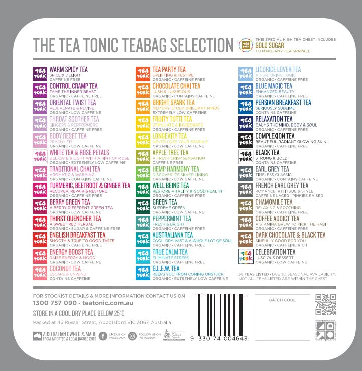 TEA TONIC High Tea Chest 33TB & Mini Gold Sugar