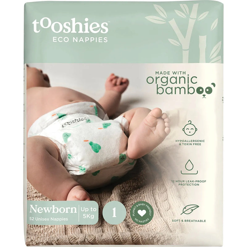 TOOSHIES Eco Nappies Size 1 Newborn - 3-5kg 52PK