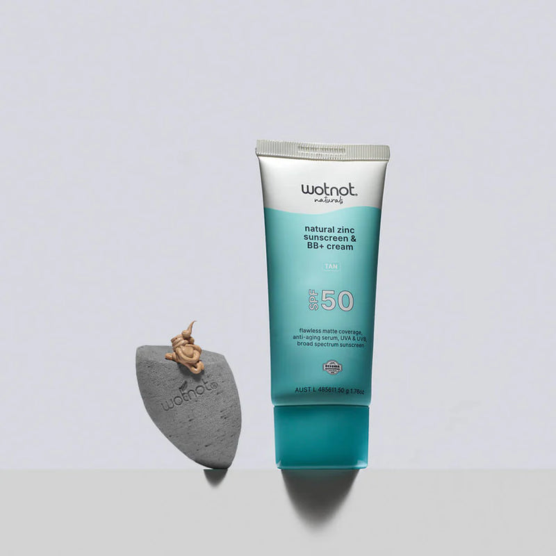 WOTNOT Natural Zinc Sunscreen & BB Cream SPF50 Tan 50g