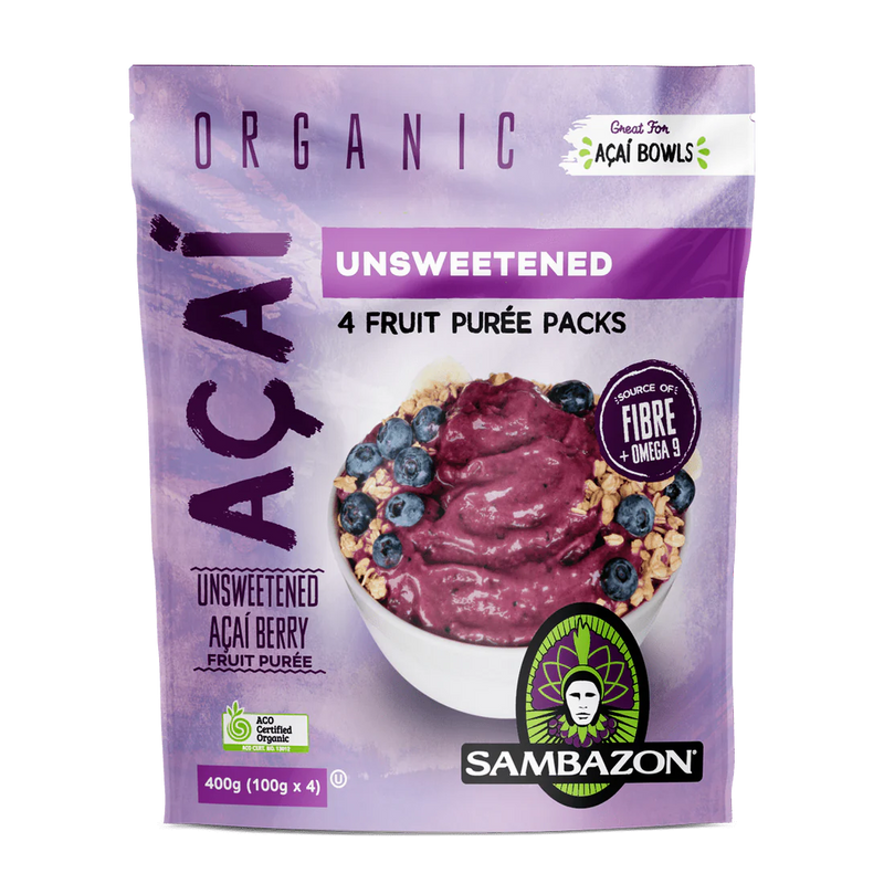 Sambazon Pure Unsweetened Frozen Açaí Packets Organic (100gx4 Pack) 400g