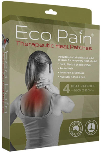 Byron Naturals with Eco Pain Therapeutic Heat Patches (Heat Patches - 10cm x 13cm) x 4 Pack