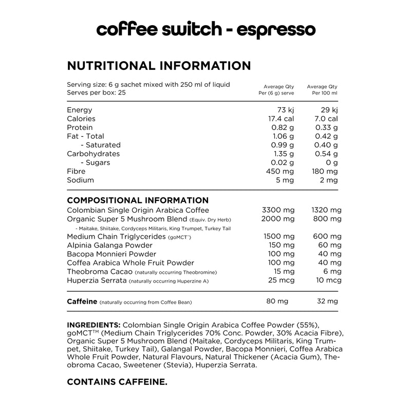 SWITCH Coffee Switch Mental Focus Elixir- Espresso 25s