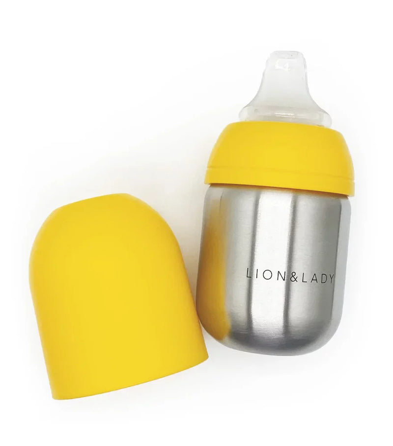 Lion & Lady Toddler Sippy Cup - 210ml 18/8 Stainless Steel  Buttercup Yellow