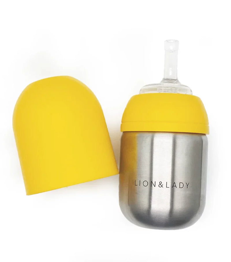 Lion & Lady Toddler Straw Cup - 210ml 18/8 Stainless Steel  Buttercup Yellow