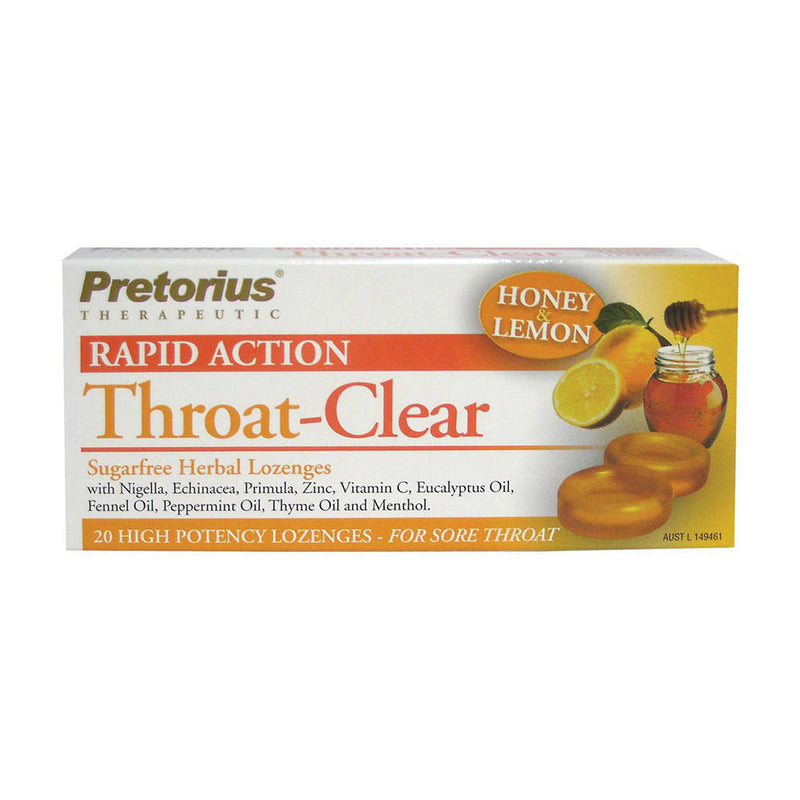 Pretorius- Throat Clear Honey & Lemon 20 lozenges