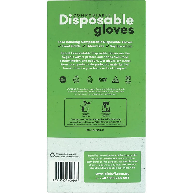 BIOTUFF Compostable Disposable Gloves Large 200pk