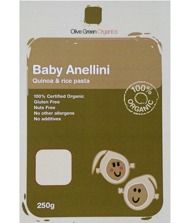 Olive Green Organics-anics Baby Anellini Quinoa & Rice Pasta 250g