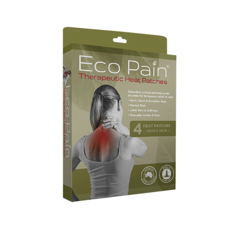 Byron Naturals with Eco Pain Therapeutic Heat Patches (Heat Patches - 10cm x 13cm) x 4 Pack