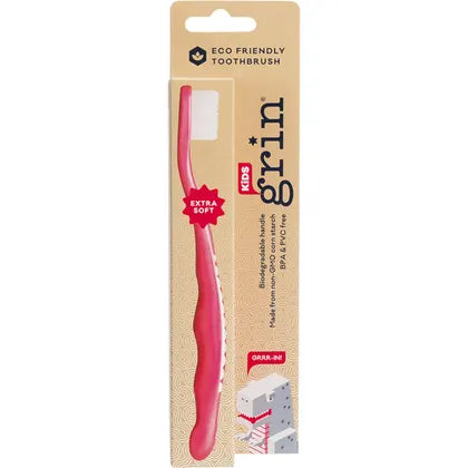 GRIN Biodegradable Toothbrush Kids Extra Soft Pink