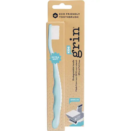 GRIN Biodegradable Toothbrush Kids Extra Soft Blue