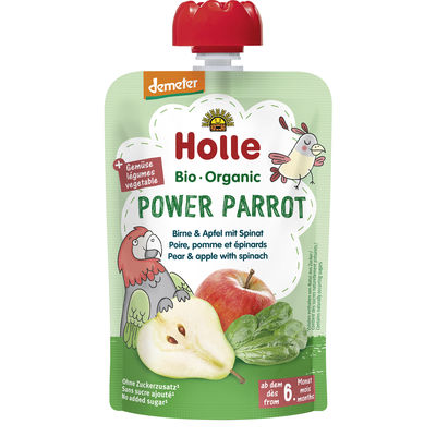 Holle Organic- Power Parrot Pear & Apple with Spinach 100g