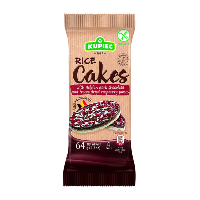 KUPIEC Gluten Free Rice Cakes - Dark Chocolates & Raspberries 64g