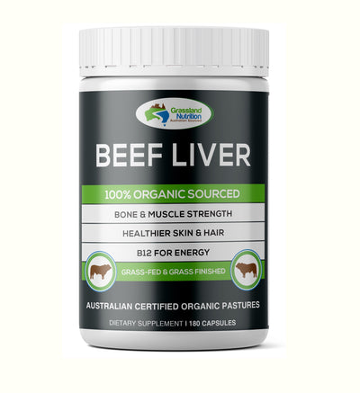 Grassland Nutrition- Organic Grass-fed Sourced Beef Liver Capsules 180c