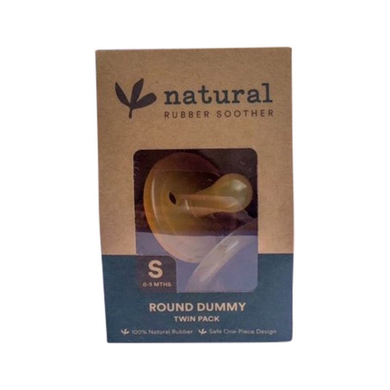 NATURAL RUBBER SOOTHER- Round Dummy Small (0-3 months) Twin Pack