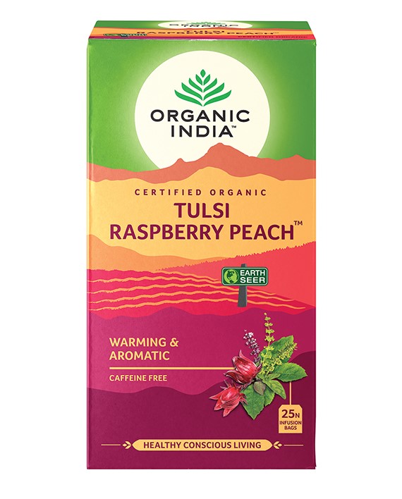 Organic India Tulsi Raspberry Peach x25 Tea bags BEST BEFORE;19/09/23