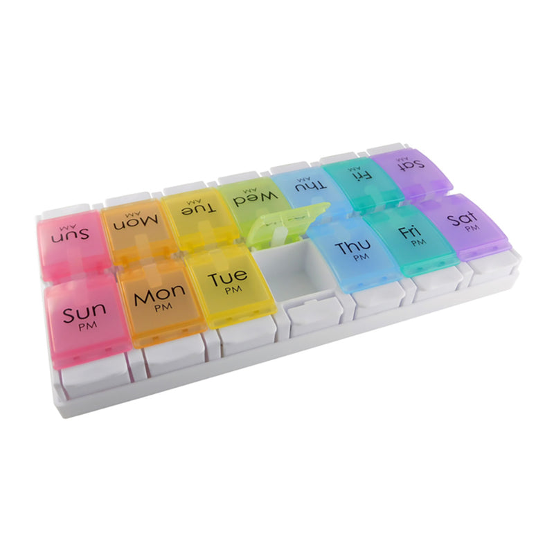 Surgical Basics Pill Box Weekly Pill Planner Removable (2 per day AM/PM) Large (24 x 12.5 x 2.7cm)