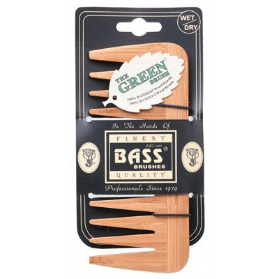 BASS BRUSHES Bamboo Wood Comb Medium Wide Tooth