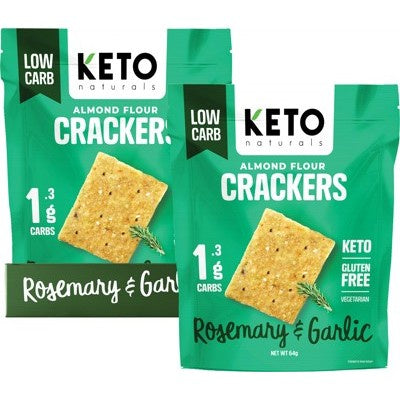 KETO NATURALS Almond Flour Crackers Rosemary & Garlic 64g