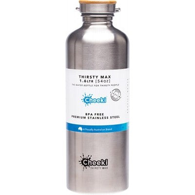 CHEEKI Stainless Steel Bottle Silver Thirsty Max - 1.6L
