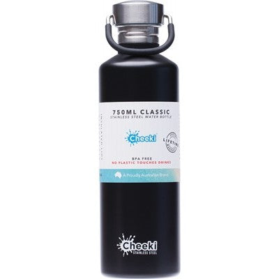 CHEEKI Stainless Steel Bottle Matte Black - 750ml