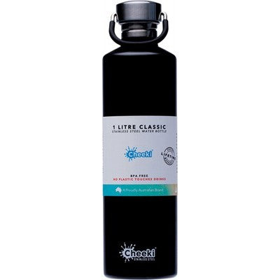 CHEEKI Stainless Steel Bottle Matte Black - 1L
