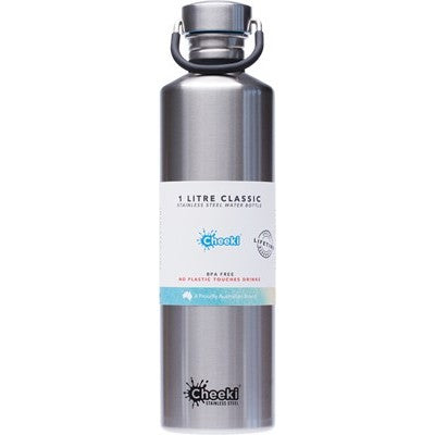 CHEEKI Stainless Steel Bottle Silver - 1L
