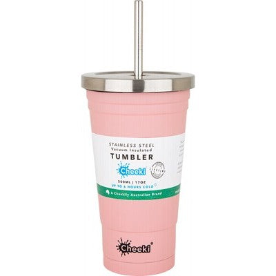 CHEEKI Insulated Tumbler Pink - With S/Steel Straw -
