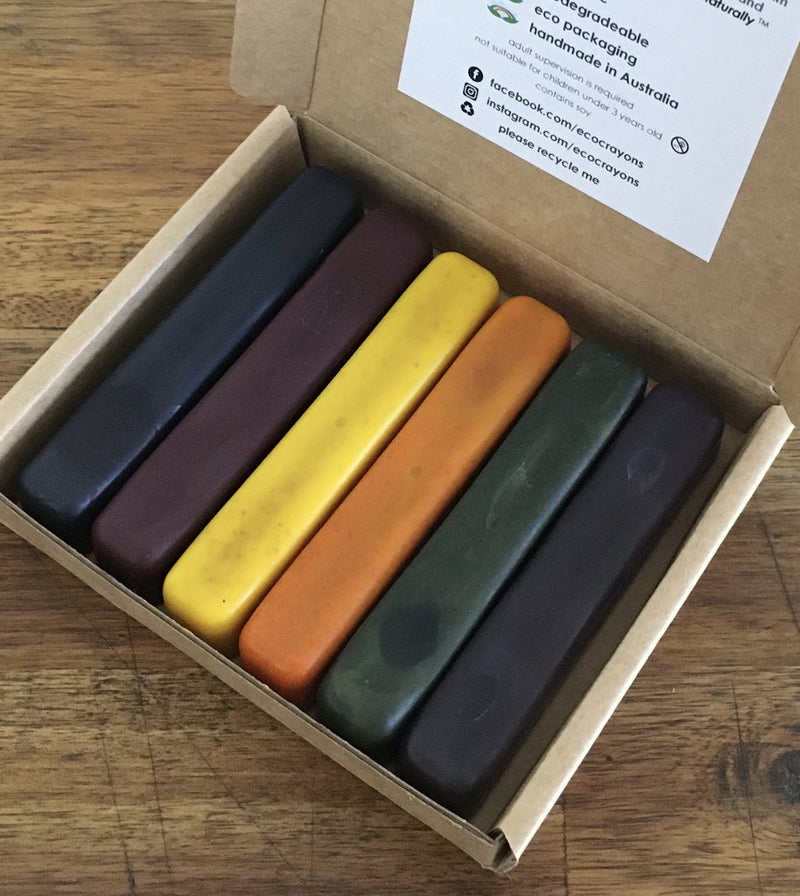 ECO CRAYONS STICKS - 6 COLOUR BOX: 100% natural plant based crayons