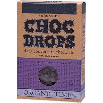 ORGANIC TIMES Choc Drops Dark Couverture Drops - 200g