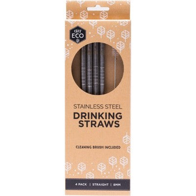 EVER ECO Stainless Steel Straws Straight 4 Pack